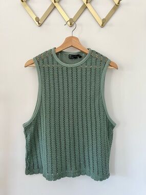 Sage Green Lacy Weave Muscle Tank